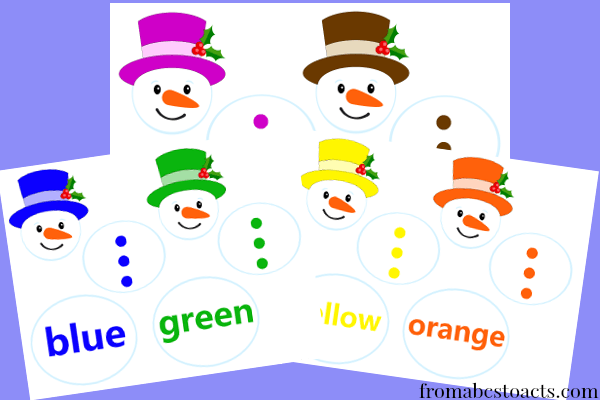 Printable Matching Snowman Color Games
