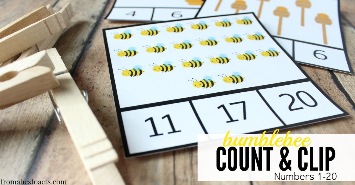 Printable Bumblebee Count And Clip Cards | From ABCs To ACTs