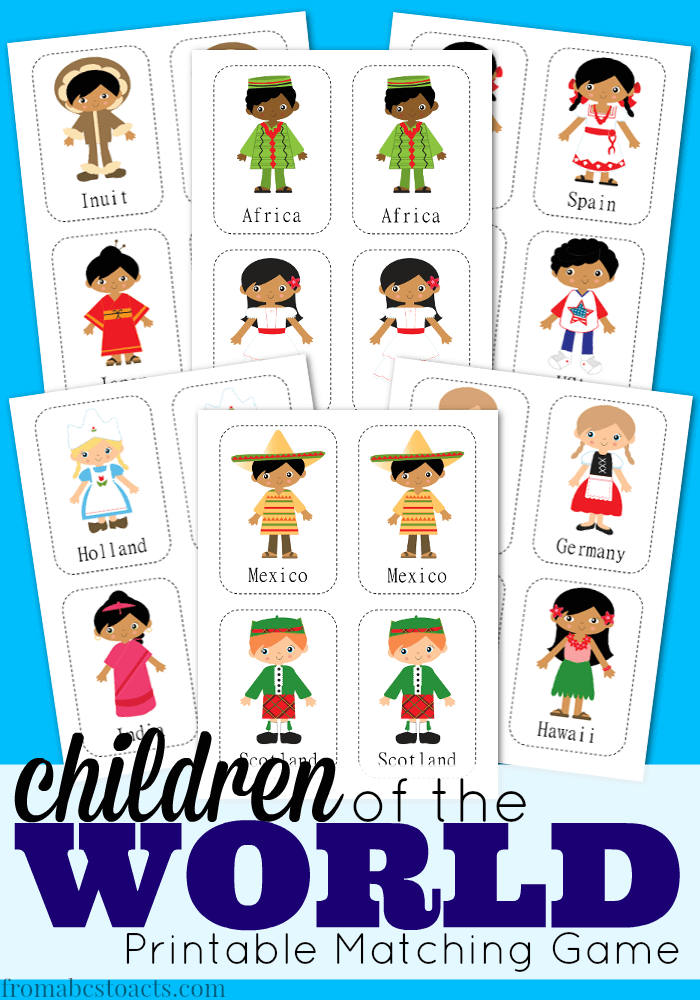 Exploring world cultures with your child allows them to build an appreciation for the world around them and the people in it.  This printable Children of the World matching game is a great place to start!