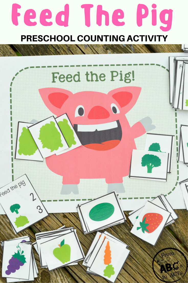 Feed The Pig! Preschool Counting Activity Game | From ABCs to ACTs