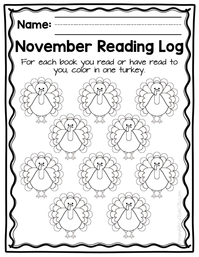 November Reading Log Free Printable