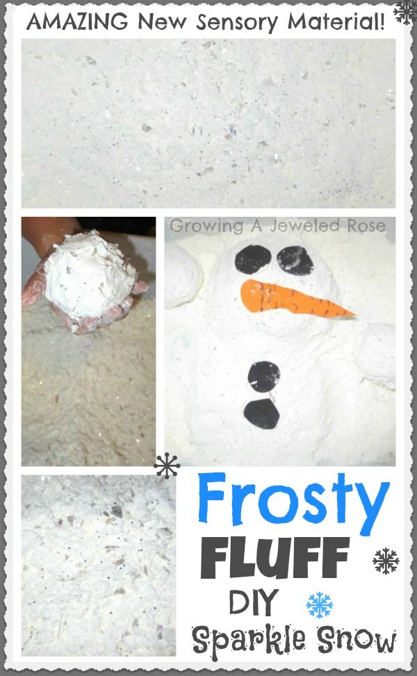 Frosty fluff sensory bin for toddlers.