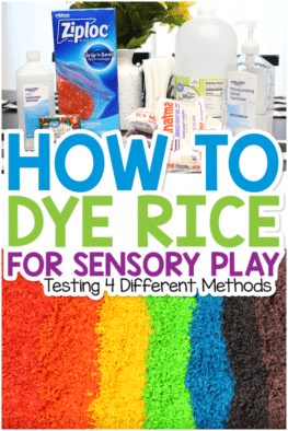 Want to learn how to dye rice in super vibrant colors for your next sensory bin? We've tested out 4 different methods, and found the absolute best! The best part? It takes less than 5 minutes!