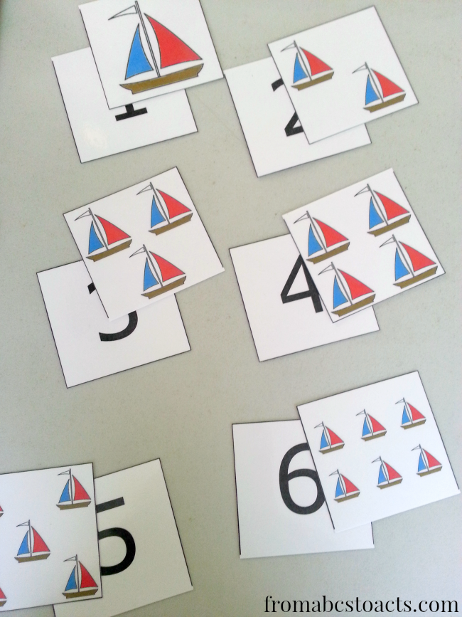 Letter S sailboat counting cards