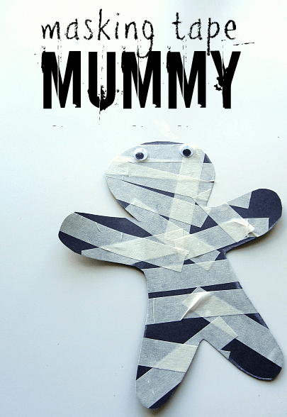 Easy Masking Tape Mummy Craft for Toddlers and Preschoolers