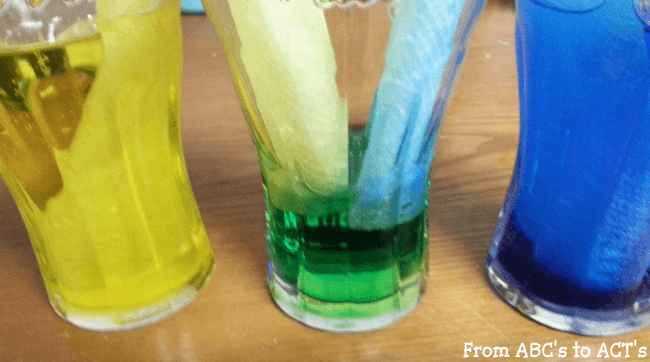 Super easy color mixing experiment for toddlers and preschoolers.