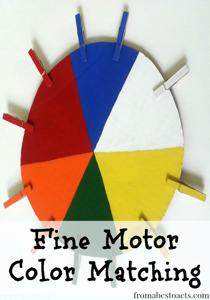 Fine motor color matching for toddlers with a diy color wheel