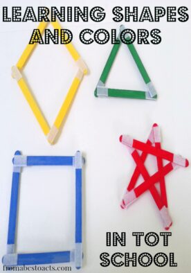 Teaching toddlers shapes using popsicle sticks and velcro