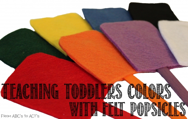 Teaching toddlers colors using diy felt popsicles.