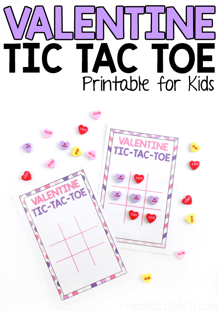 Work on math and critical thinking skills while playing a fun game of Valentine's Day themed tic tac toe! #FromABCsToACTs #printablesforkids