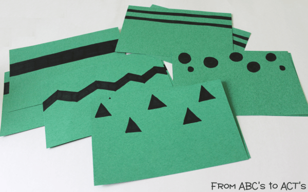 Add designs to your construction paper to make a leprechaun hat matching game.