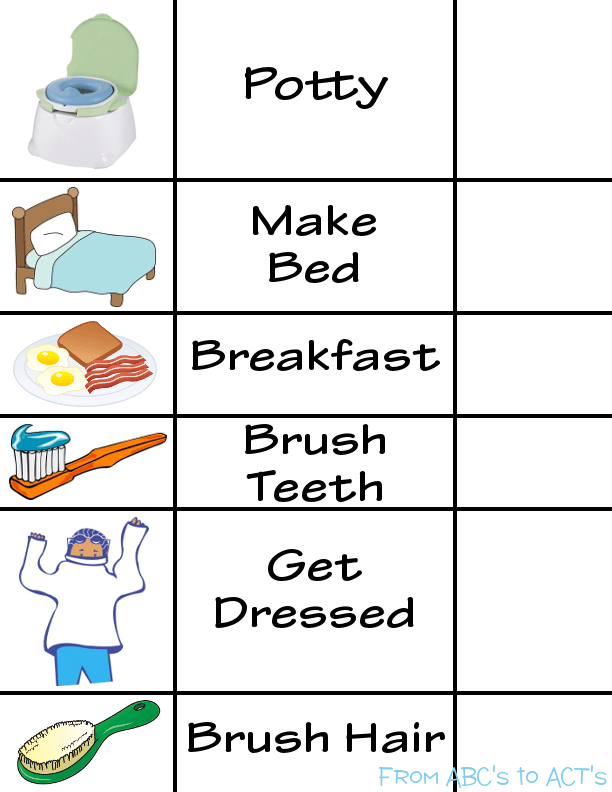 Visual schedule morning routine printable