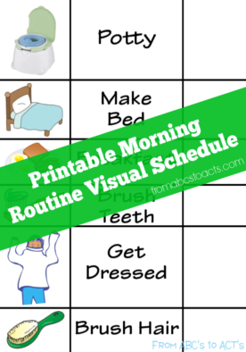 Morning routine visual schedule image on From ABC's to ACT's