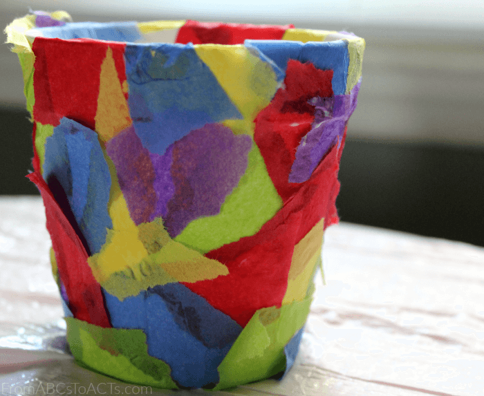 Mother's Day Crafts for Kids Tissue Paper Flower Pot Keepsake
