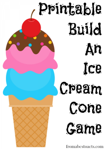Printable Build an Ice Cream Cone Game