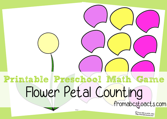 Printable Preschool Math Games - Counting Flower Petals