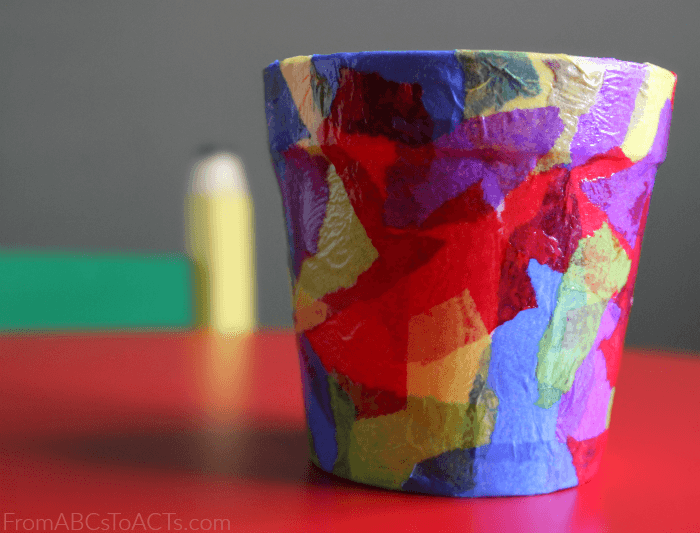Tissue Paper Ceramic Flower Pot Craft for Kids
