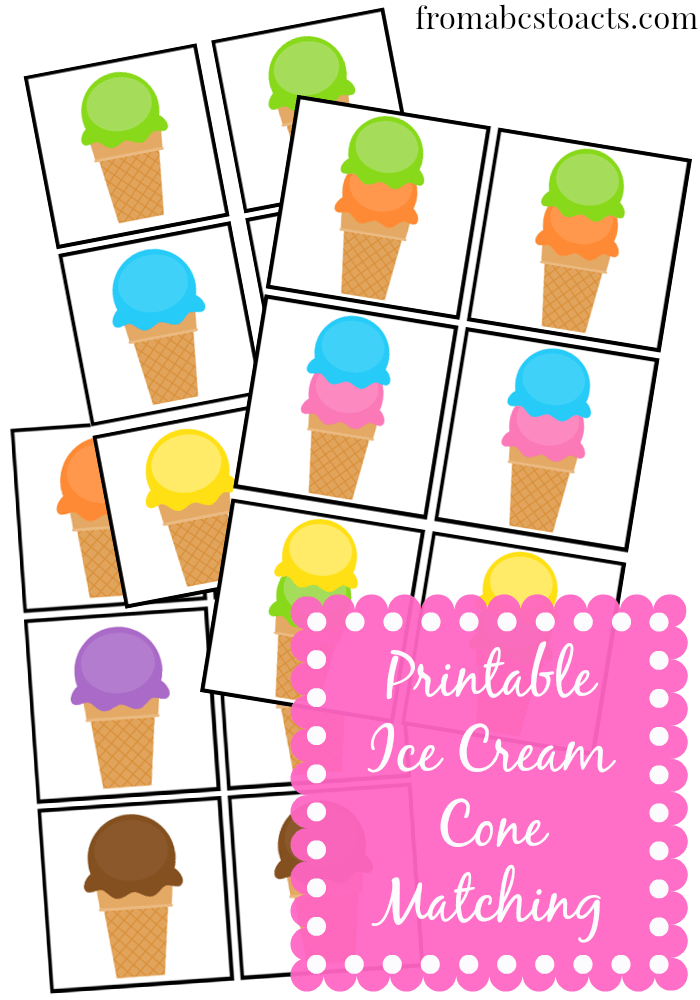 Printable Ice Cream Cone Matching From ABCs to ACTs