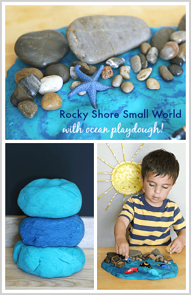 Rocky Shore Small World with Ocean Playdough