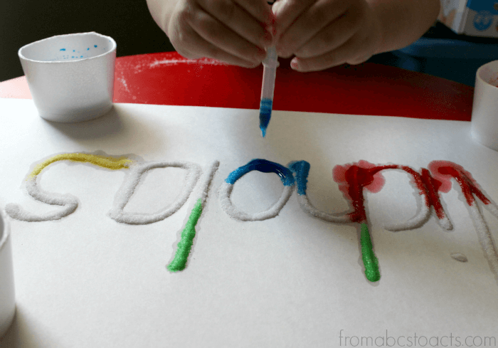 Fine Motor Salt Painting - From ABCs to ACTs