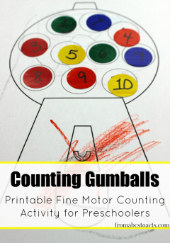 Gumball Counting Fine Motor Activity for Preschoolers
