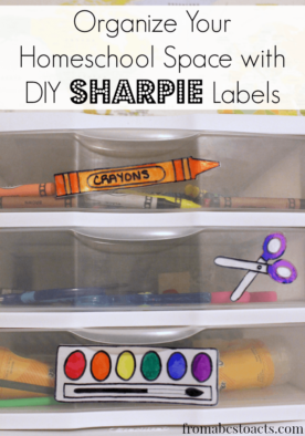 Organize homeschool spaces with DIY Sharpie labels