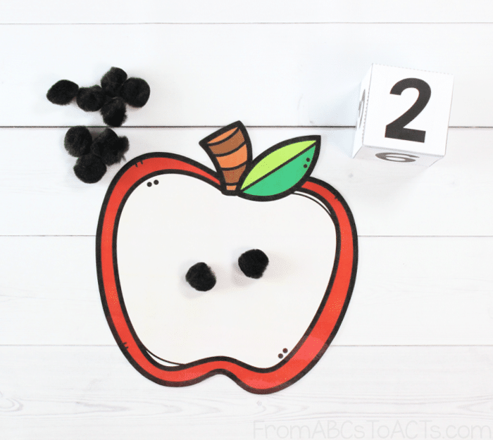 Counting Apple Seeds Roll and Count for Preschoolers