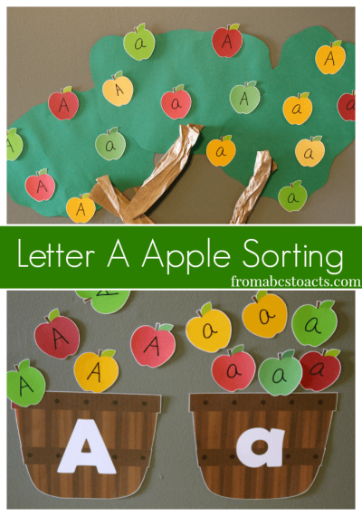Letter A Apple Sorting for Preschoolers - A is for Apple