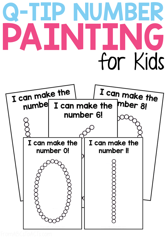 Review numbers 0-9 while working on colors, fine motor skills, and more with these fun Q-Tip painting number cards! Perfect for preschoolers and kindergartners! #FromABCsToACTs
