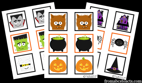 Halloween Memory Game Printables for Preschoolers