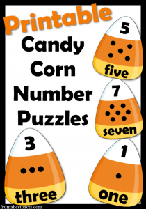 halloween activities for preschoolers - candy corn number puzzles