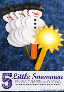 5 Little Snowmen puppets for preschoolers