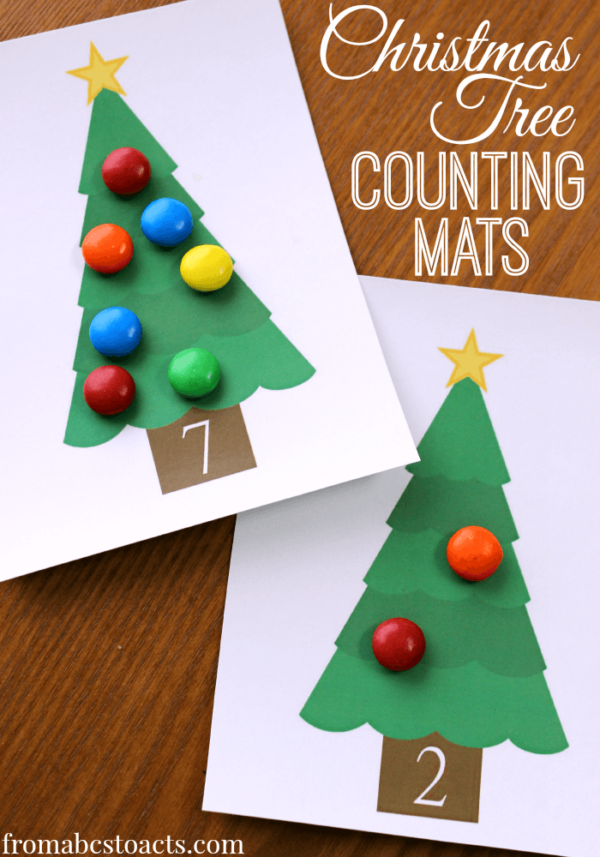 Printable Christmas Tree Counting Mats - From ABCs to ACTs