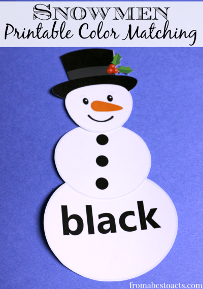 Snowmen Printable Color Matching for Preschoolers
