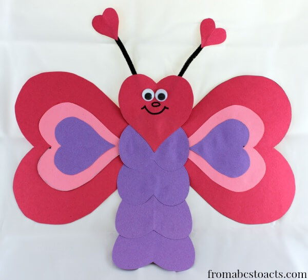 valentine crafts for preschoolers - heart shaped butterfly