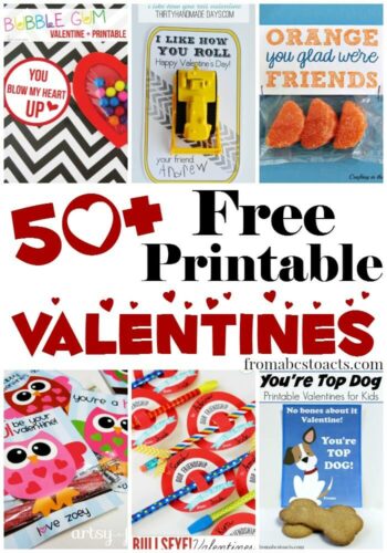 50+ Free Printable Valentines for Kids - From ABCs to ACTs