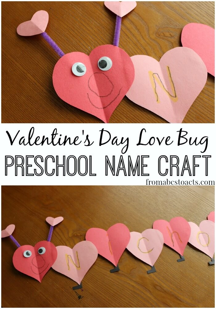 Valentine's Day Love Bug Preschool Name Craft