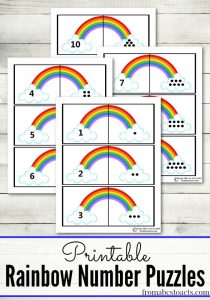 Rainbow number puzzles for toddlers and preschooler