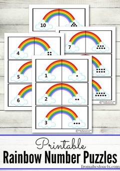 Rainbow number puzzles for toddlers and preschooler