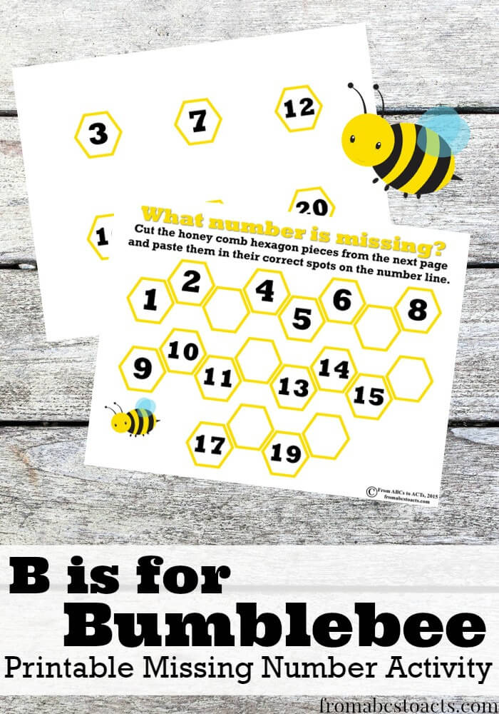 Missing Number Bumblebee Printables