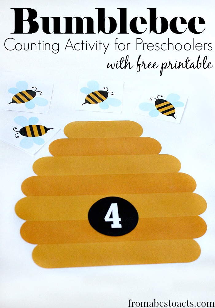free printable bumblebee counting - math activities for preschoolers