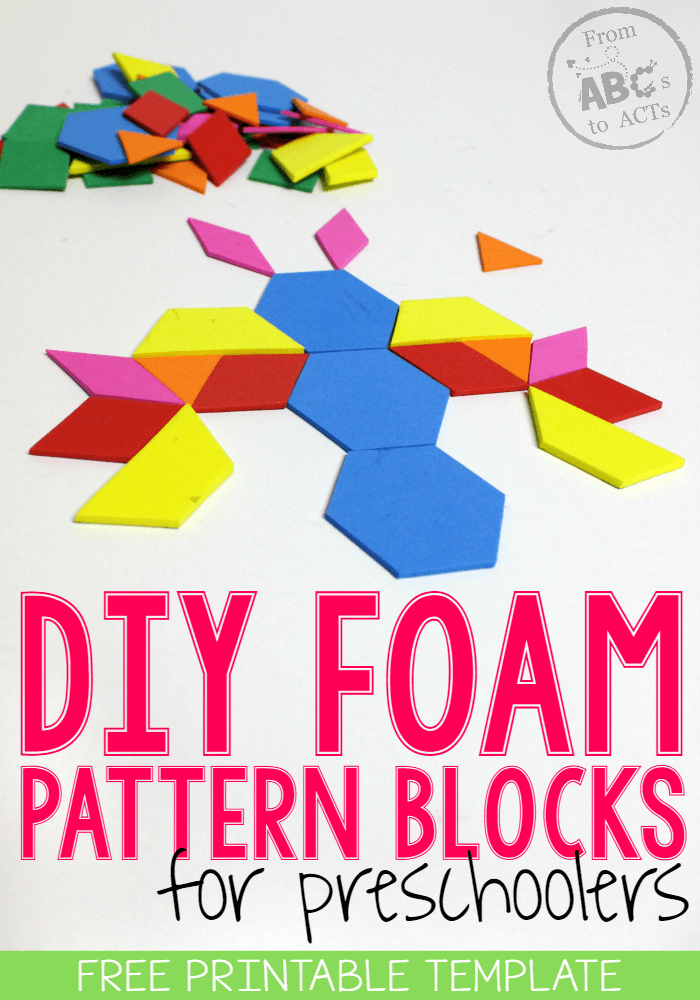 DIY Foam Pattern Blocks for Preschoolers! Save yourself a little bit of money and make your own preschool pattern blocks!