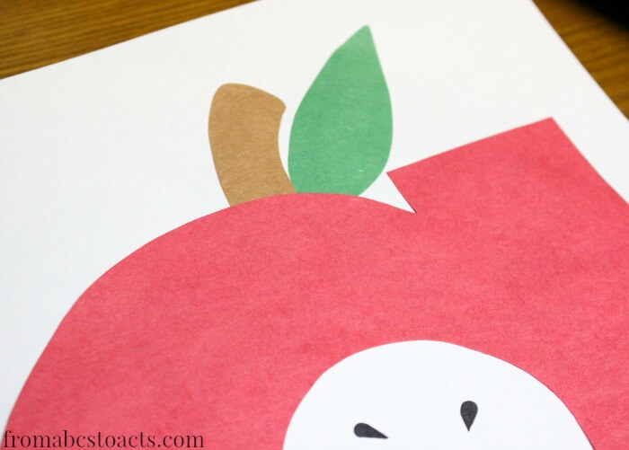 making an apple from a lowercase letter a for preschoolers