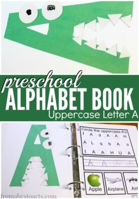 preschool alphabet book uppercase letter a