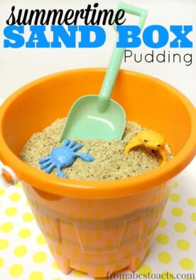 Sand box pudding is a super simple picnic recipe that comes together in less than 20 minutes and the kids are going to love it!