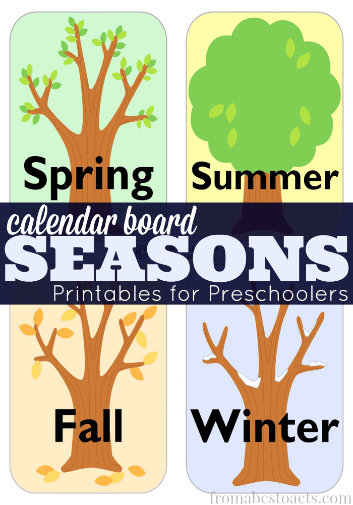 Teaching your preschooler about the changing seasons is easy with this set of calendar board season cards!