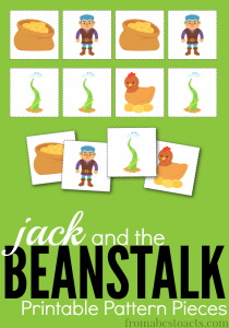Creating patterns is a lot of fun with these printable Jack and the Beanstalk pieces. Read the story and practice those early math skills at the same time!