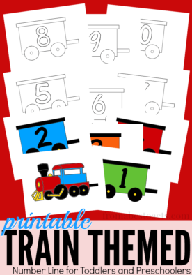 Perfect for toddlers and preschoolers that are obsessed with trains! This printable number line is available in both color and black and white and would be the perfect addition to your homeschool room!