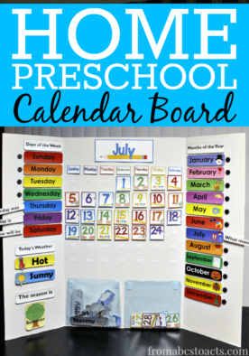Make your own DIY calendar board for home preschool! It's super simple and your preschooler will love it!