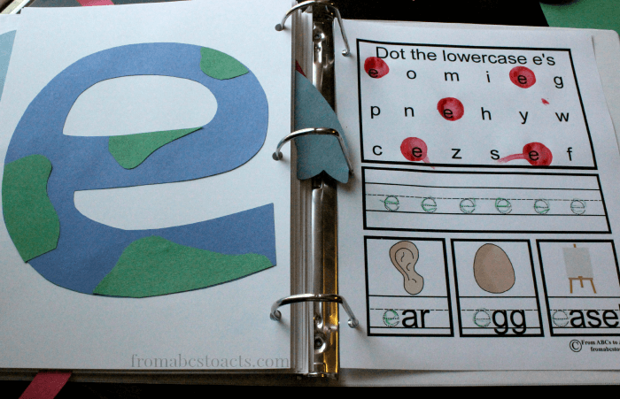 Alphabet Book for Preschoolers - Lowercase Letter E Craft